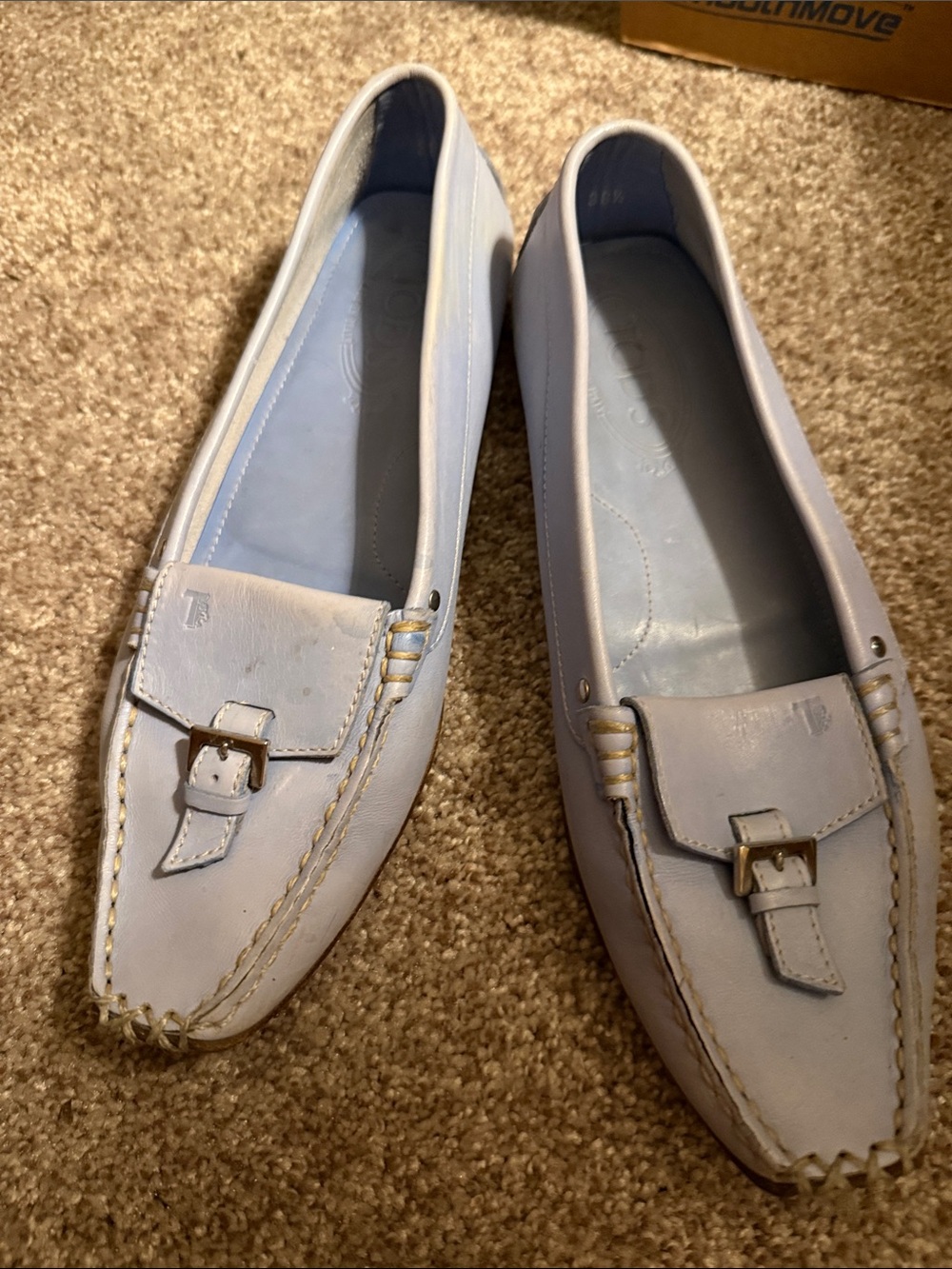 Tod's Light Blue Leather Loafers